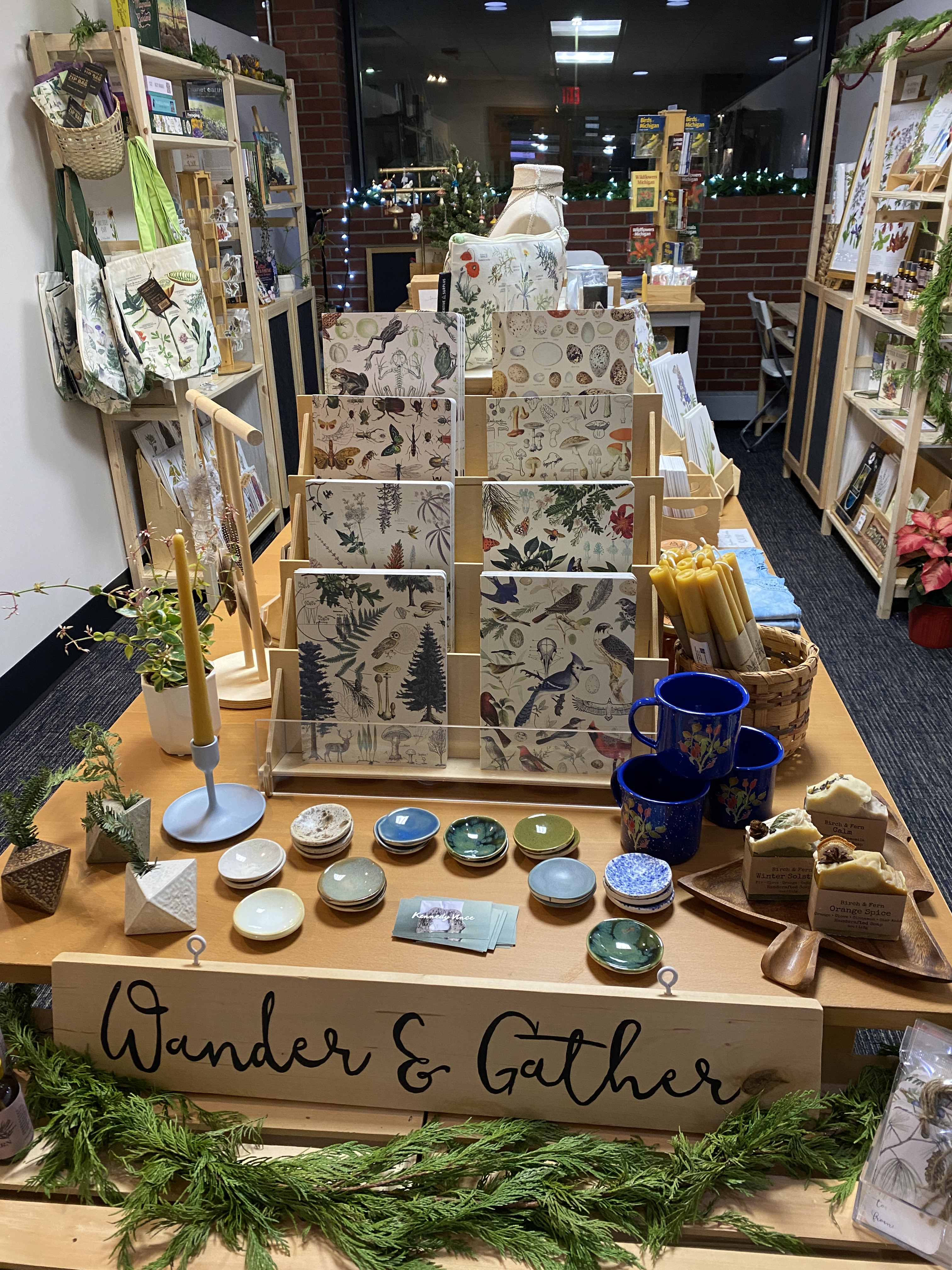 An image of Wander & Gather Shop, full of nature art and gifts. 